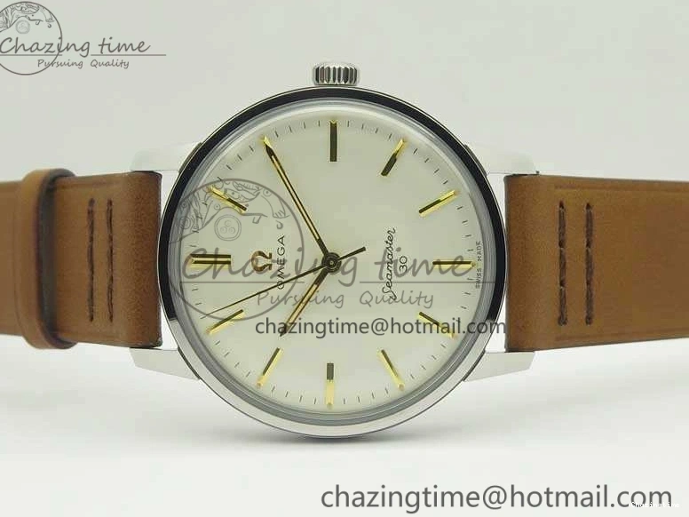 0304 Seamaster 30 1962 SS TW Best Edition White Dial YG Markers On Leather Strap MIYOTA Soft 8080